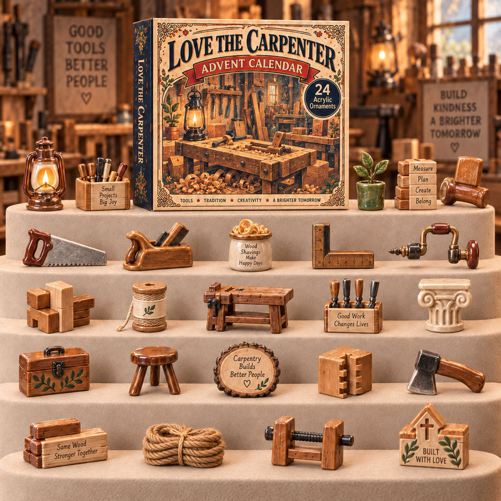 CHRISTMAS KICKOFF 40% OFF - Woodworking Carpenter Advent Calendar 2026 - 24-Day Festive Countdown, Acrylic Charms Blind Box - Gift For Carpenter Lovers AC0TM292