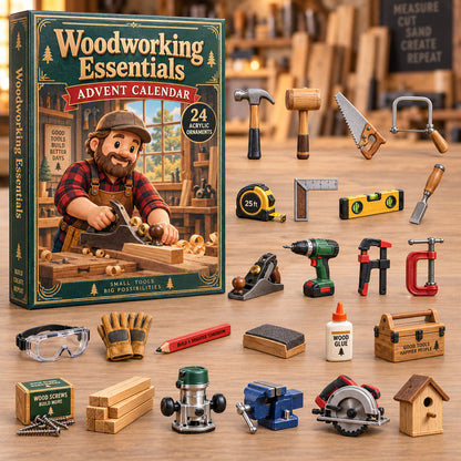 CHRISTMAS KICKOFF 40% OFF - Woodworking Essentials Advent Calendar 2026 - 24-Day Festive Countdown, Acrylic Charms Blind Box - Gift For Woodworking Lovers AC0NT330