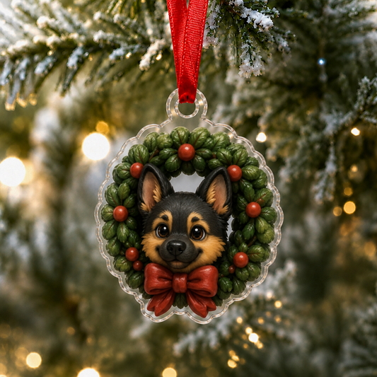 Wreath German Shepherd Adorable Mica Ornament NCU0NT024