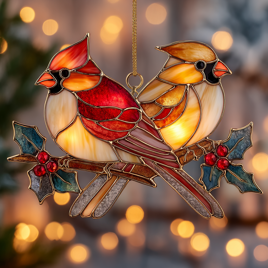 Holly Pair Mica Ornament NCU0DH005